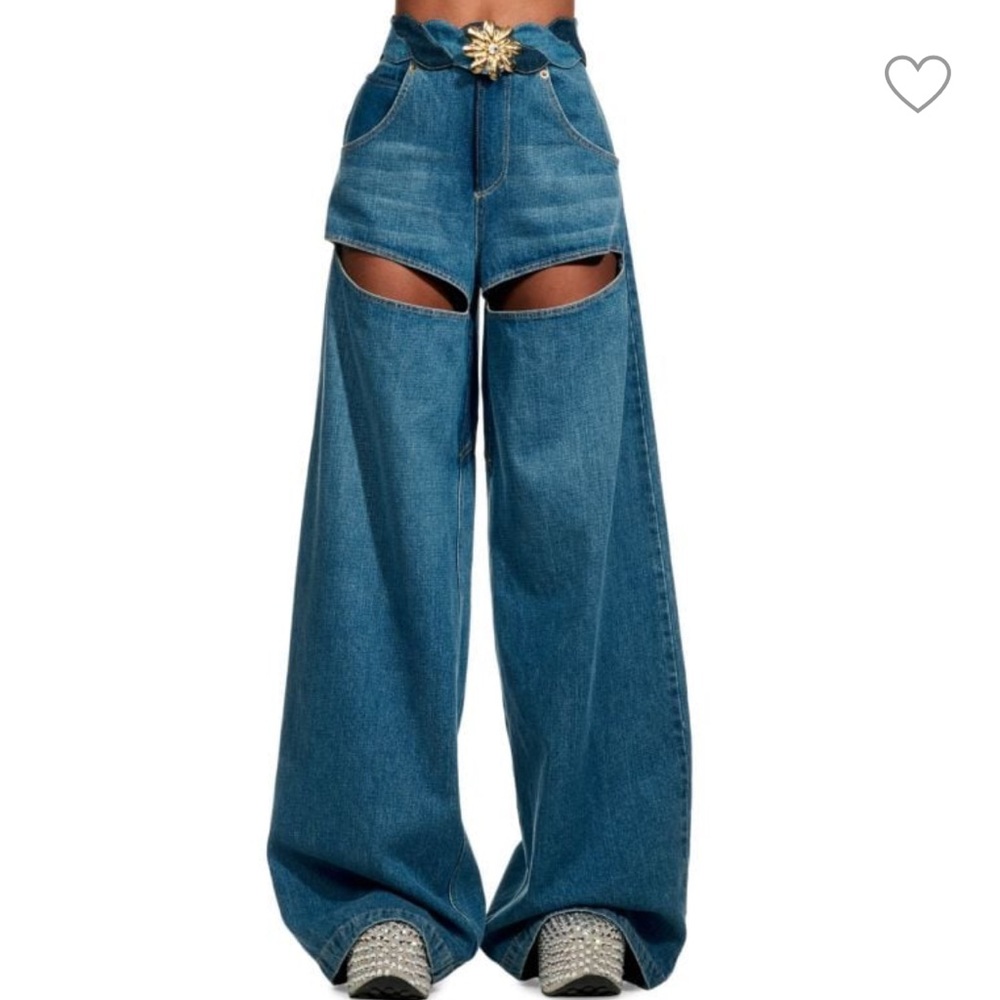AREA Wide Leg Slit Jeans SZ 26
